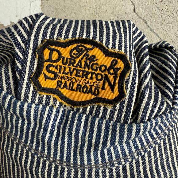 Vintage Durango & Silverton Railroad Engineer Cap Hickory Stripe Workwear Hat XL - Picture 3 of 8